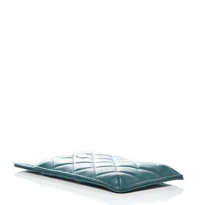 Chanel Caviar Quilted Classic Flat Wallet Pouch Dark Turquoise 4 of 8