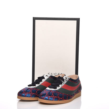 Gucci Lurex Calfskin Web GG Monogram Womens Falacer Sneakers 39 Iridescent Blue Iridescent Red Silver 8 of 8