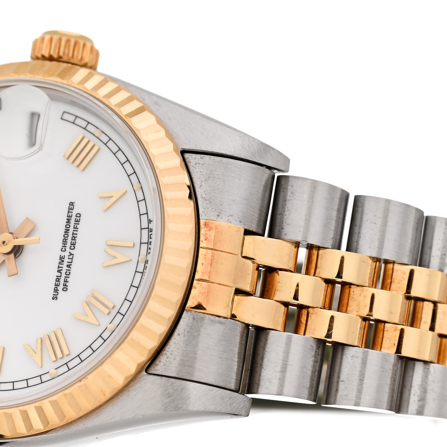 Stainless Steel 18K Yellow Gold 31mm Oyster Perpetual Datejust Watch White Roman 68273
