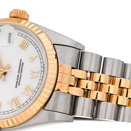 Rolex Stainless Steel 18K Yellow Gold 31mm Oyster Perpetual Datejust Watch White Roman 68273 5 of 6