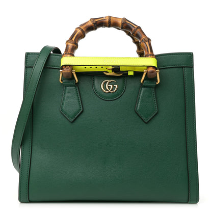 Gucci Wonka Grain Calfskin Small Diana Tote Bag Green Yellow Fluo 1 of 16