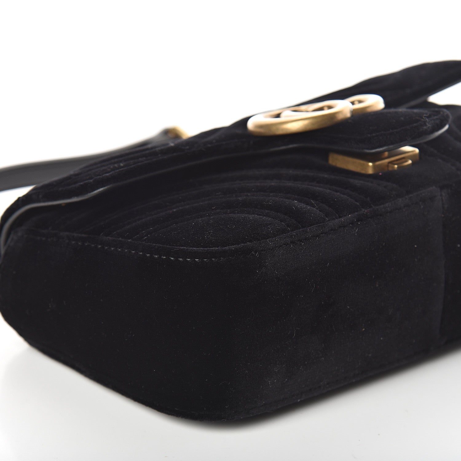 Gucci Velvet Matelasse Mini GG Marmont Shoulder Bag Black 7 of 8