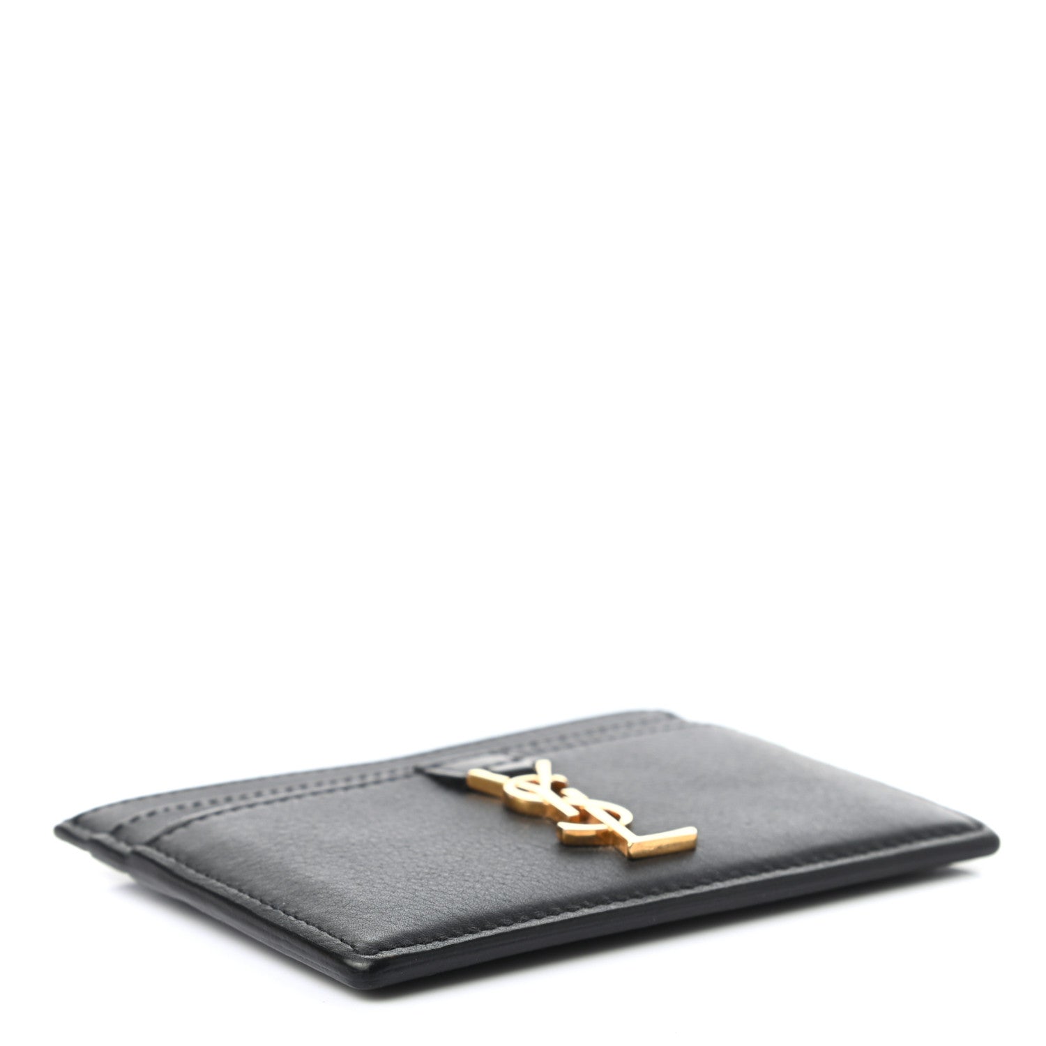 Saint Laurent Calfskin Monogram Credit Card Case Black 4 of 7