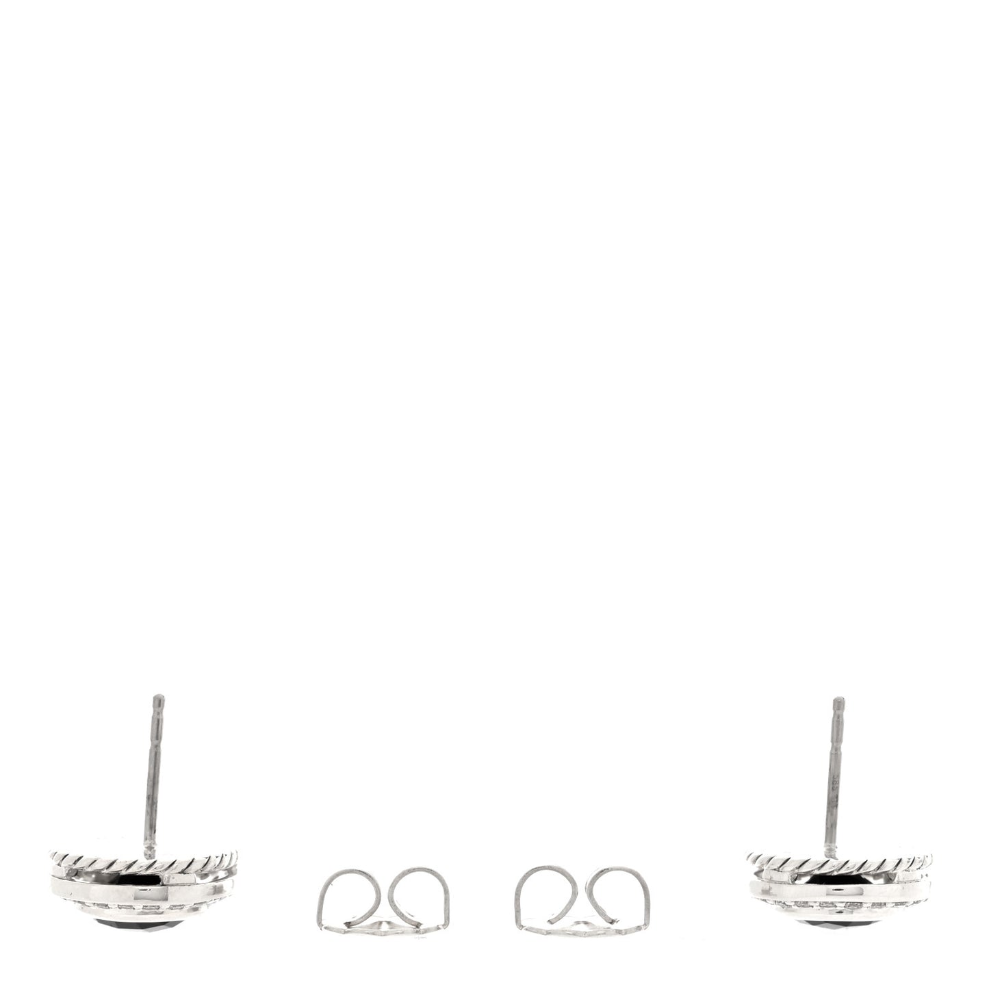 Sterling Silver Black Onyx 8mm Diamond Cerise Earrings