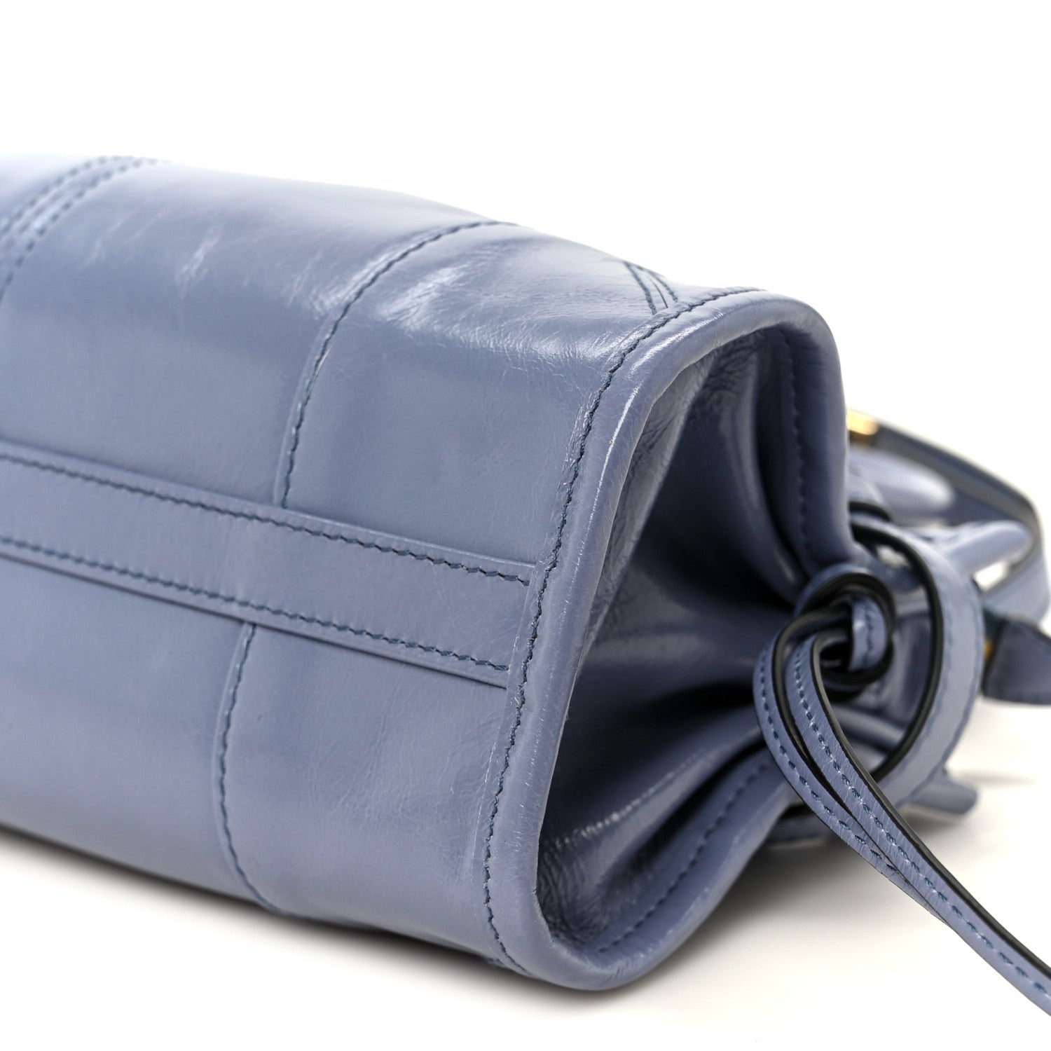 Prada Glossy Calfskin Triangle Mini Bonnie Shoulder Bag Aviation Blue 10 of 10