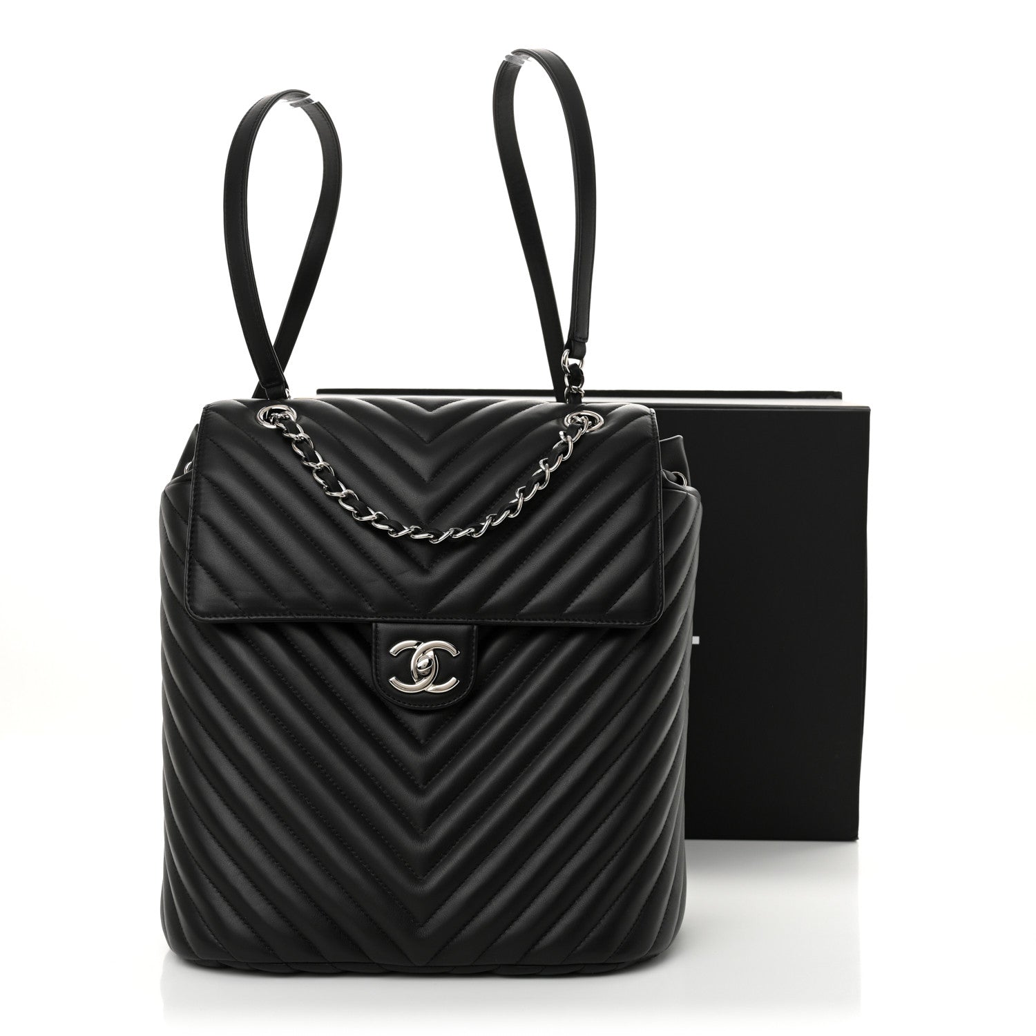 Chanel Calfskin Chevron Quilted Large Urban Spirit Backpack Black 11 of 11