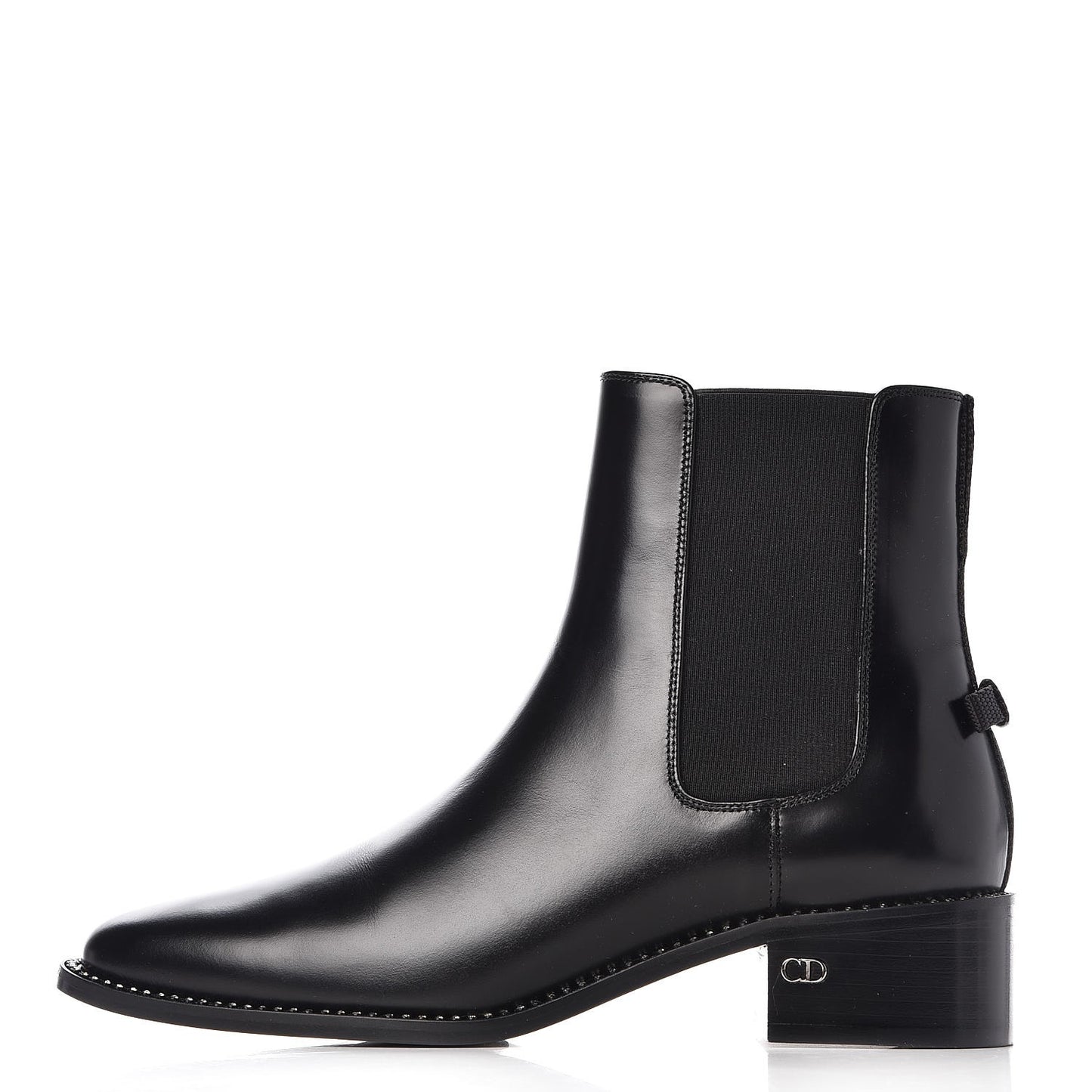 Glazed Calfskin Crystal Tomboy Ankle Boots 38 Black