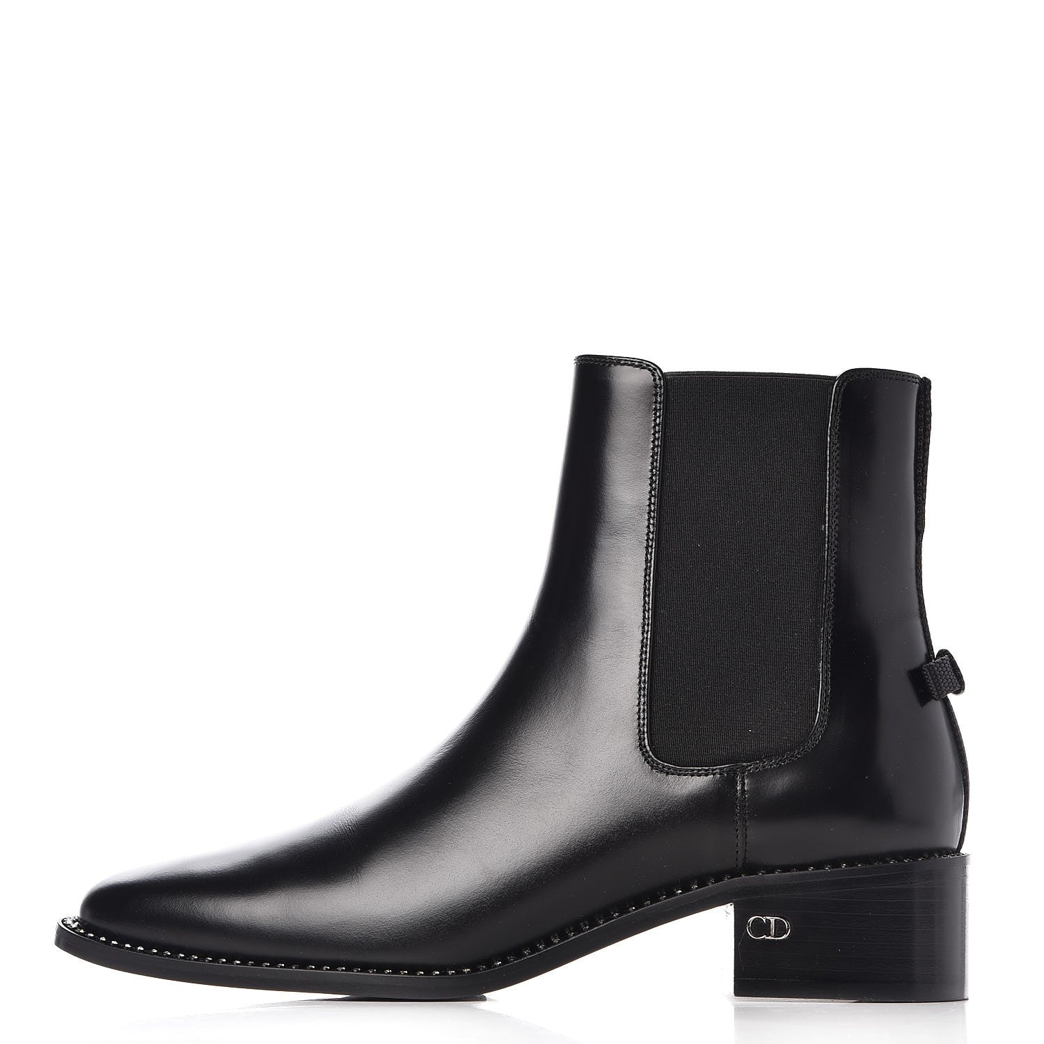 Christian Dior Glazed Calfskin Crystal Tomboy Ankle Boots 38 Black 1 of 9
