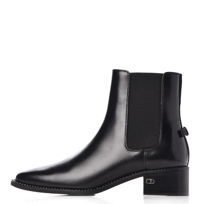 Christian Dior Glazed Calfskin Crystal Tomboy Ankle Boots 38 Black 1 of 9