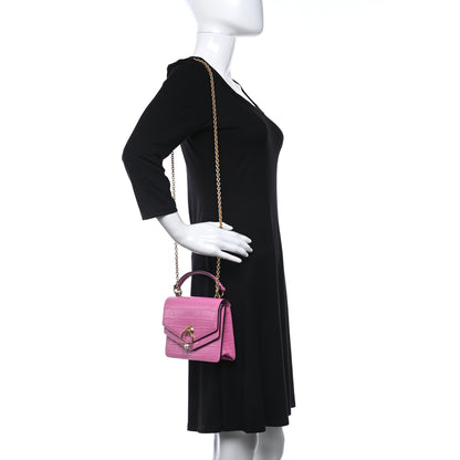 Mulberry Calfskin Crocodile Embossed Small Harlow Satchel Raspberry Pink 3 of 8