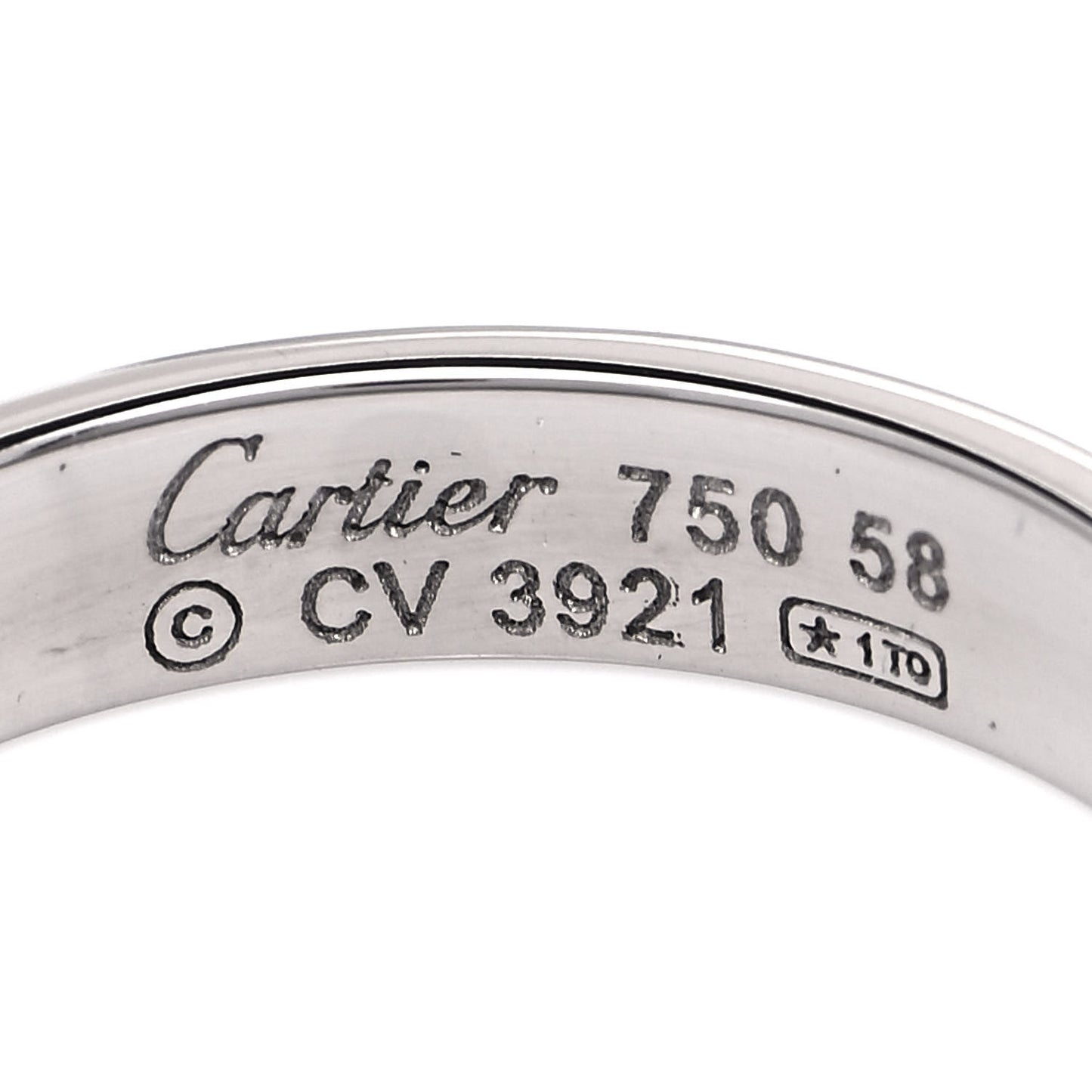 18K White Gold 3.5mm LOVE Wedding Band Ring 58 8.5