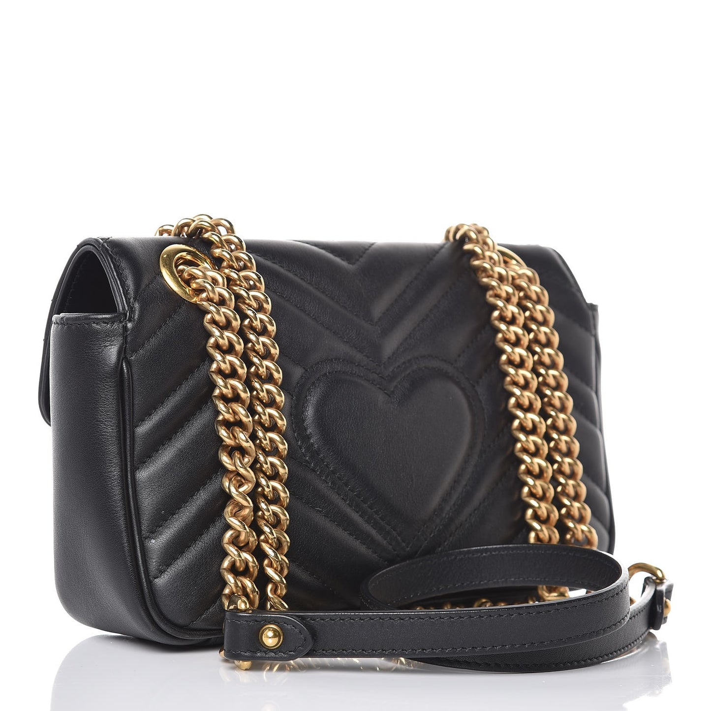 Calfskin Matelasse Mini GG Marmont Shoulder Bag Black