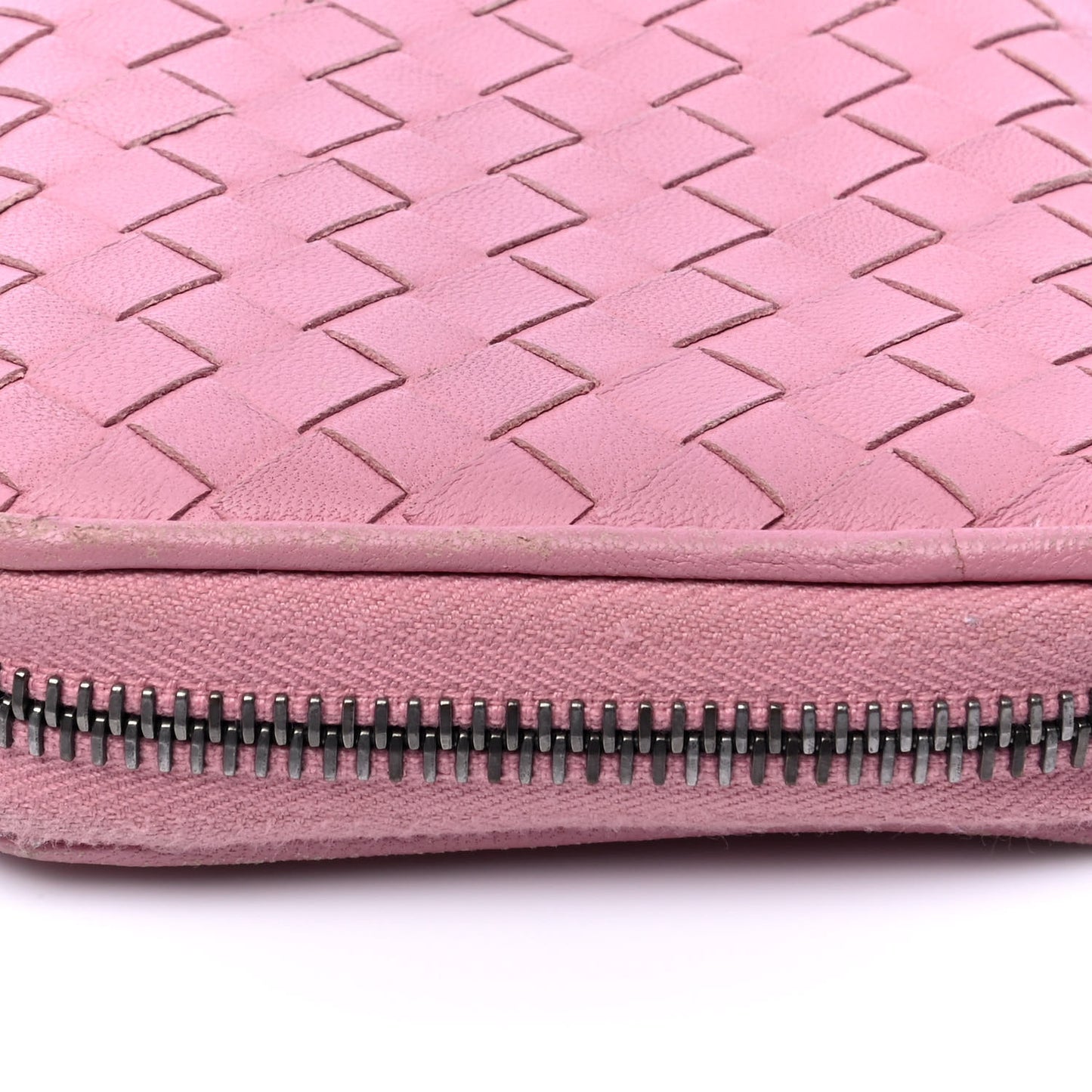 Nappa Intrecciato Zip Around Wallet Pink