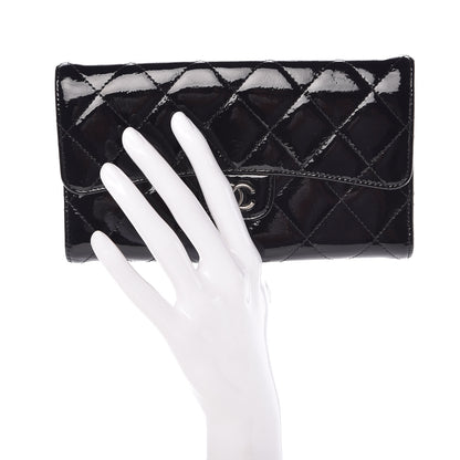 Chanel Patent Quilted Large Flap Wallet Black 2 of 9