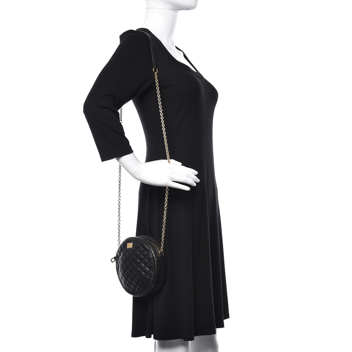 Dolce & Gabbana Lambskin Quilted Round Shoulder Bag Black 2 of 10