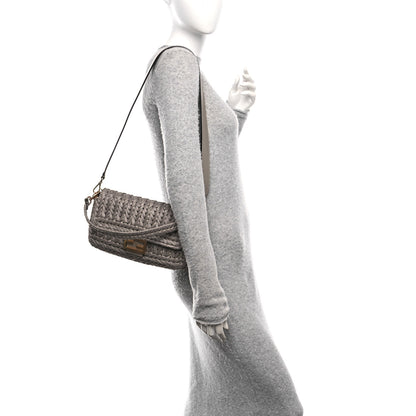 Fendi Paglia Vitello Grace FF Woven Baguette Tortora 2 of 9
