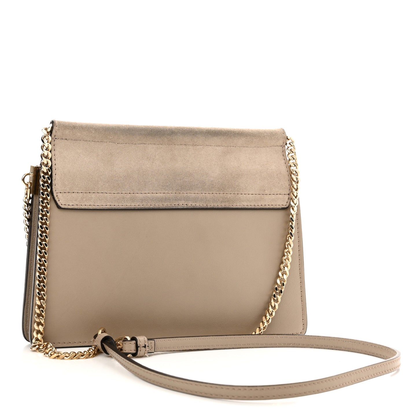 Calfskin Suede Mini Chain Faye Shoulder Bag Motty Grey
