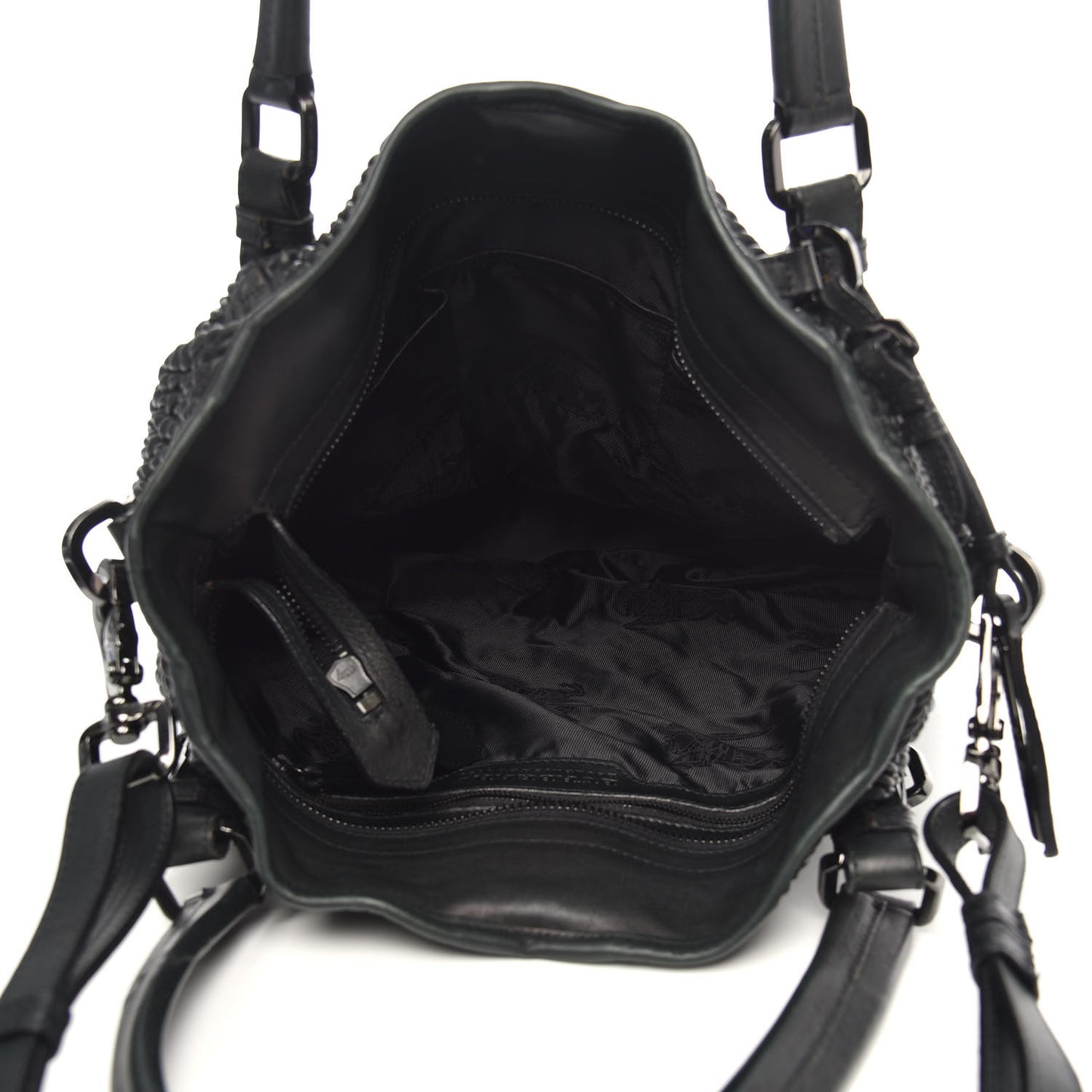 Calfskin Ruched Tote Green