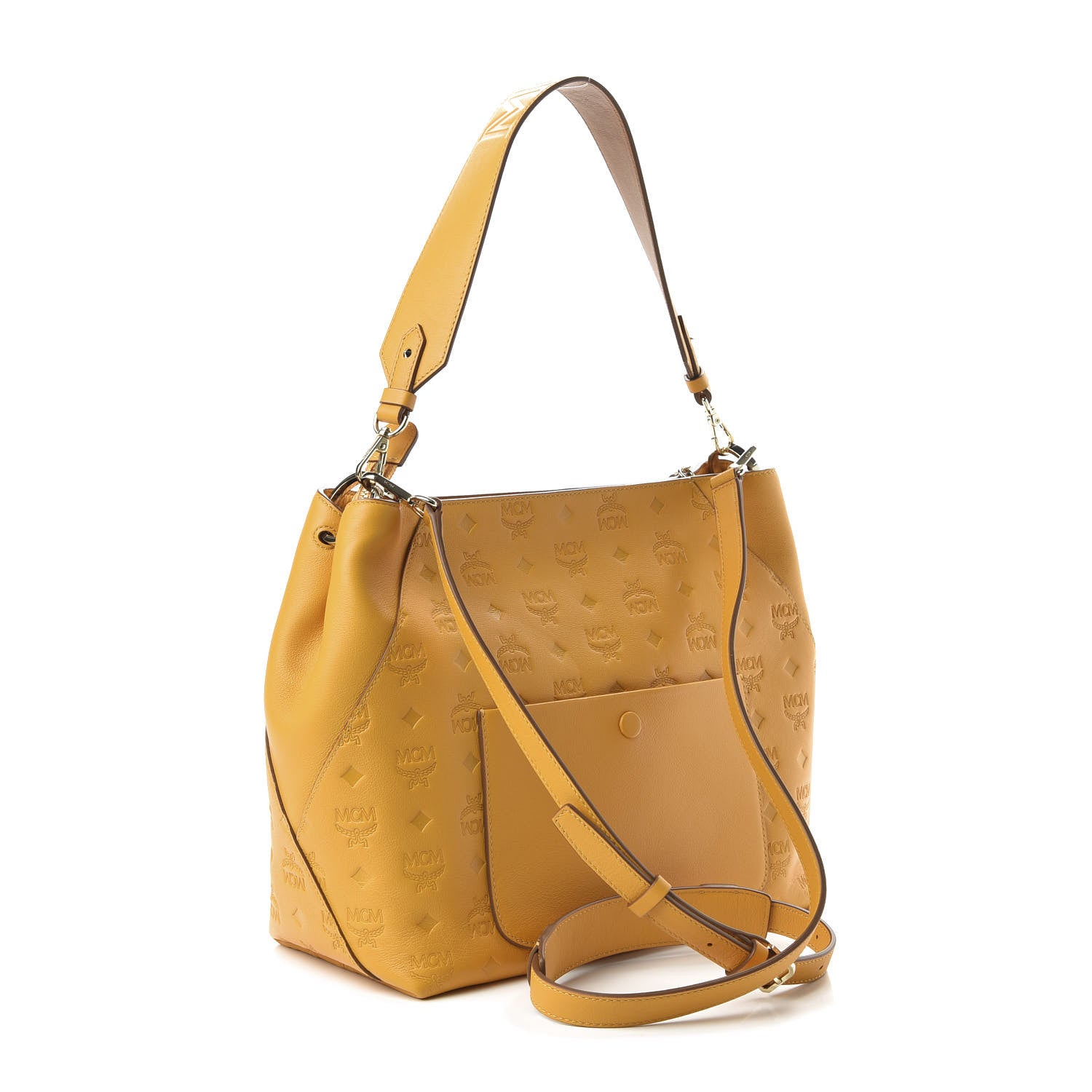 MCM Calfskin Ottomar Monogram Medium Klara Hobo Golden Mango 3 of 9