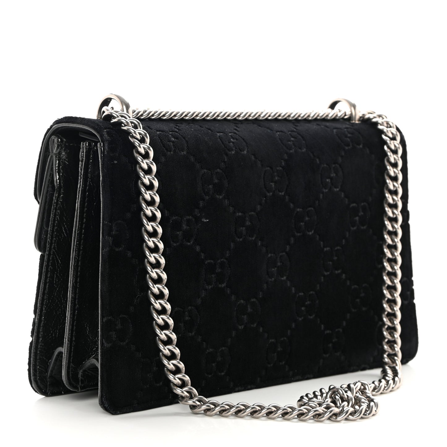 Velvet GG Monogram Small Dionysus Shoulder Bag Black