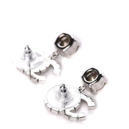 Chanel Crystal CC Drop Earrings Silver 3 of 5