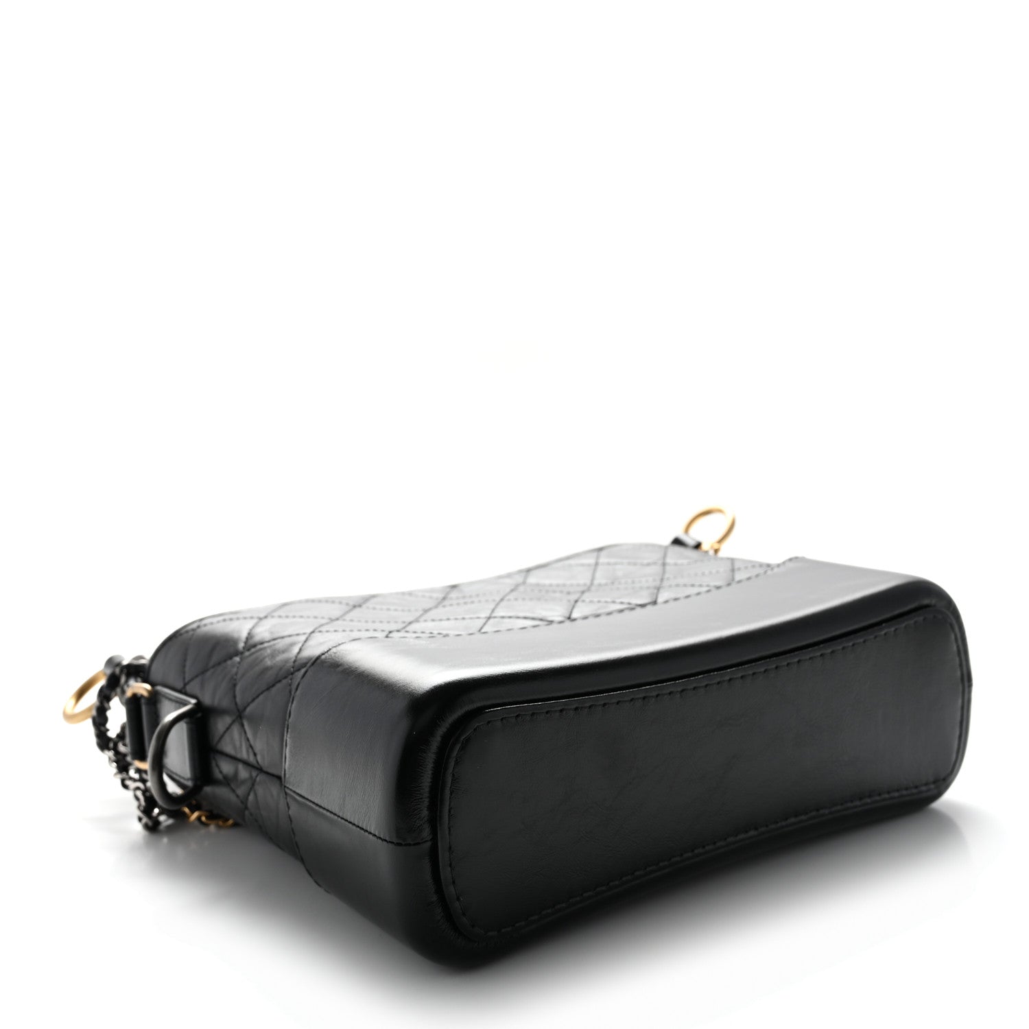Chanel Aged Smooth Calfskin Quilted Medium Gabrielle Logo Hobo Black 4 of 10
