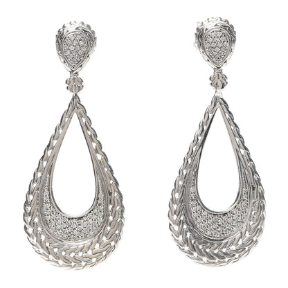 John Hardy Sterling Silver Diamond Pave Drop Earrings 1 of 4