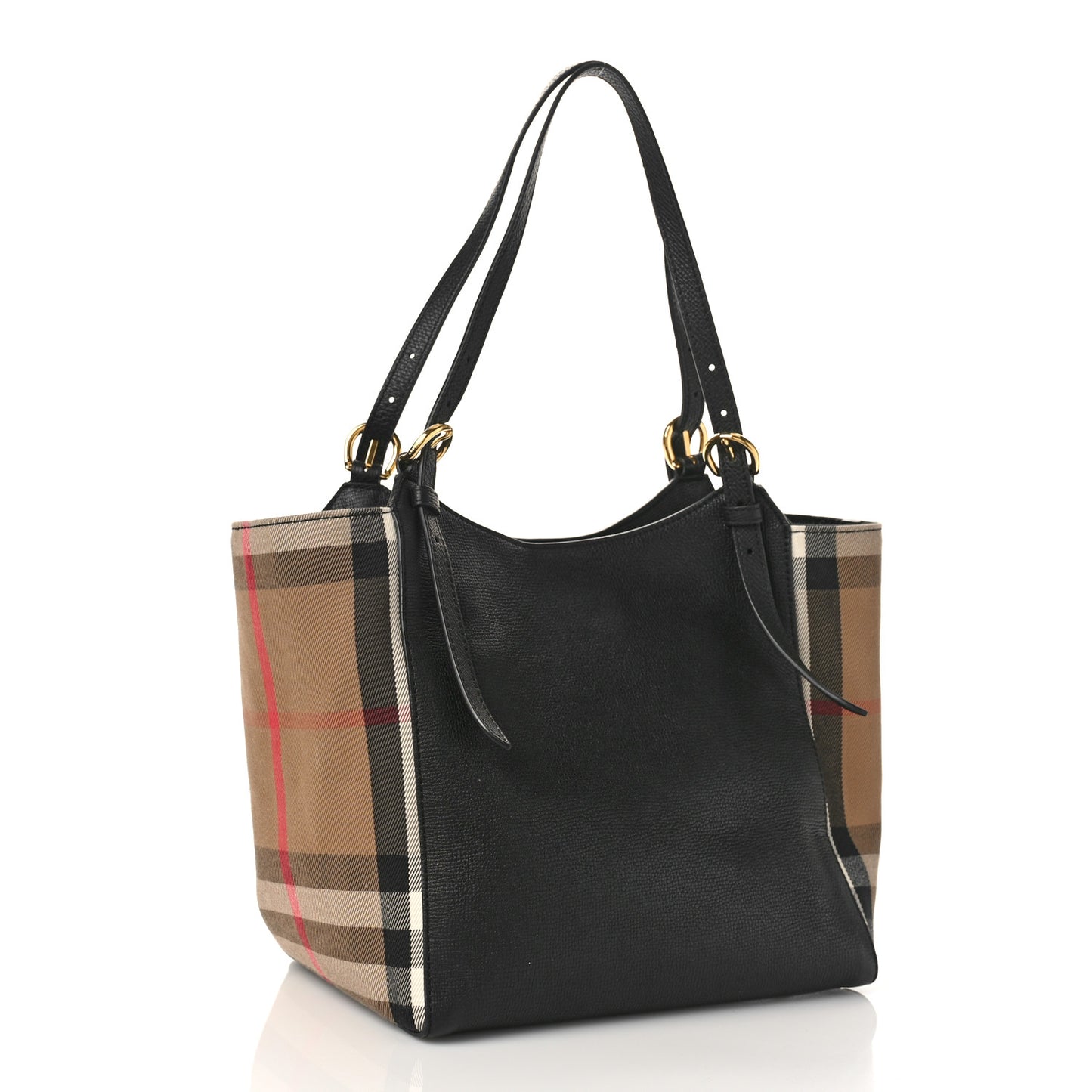 Grainy Calfskin House Check Small Canterbury Black