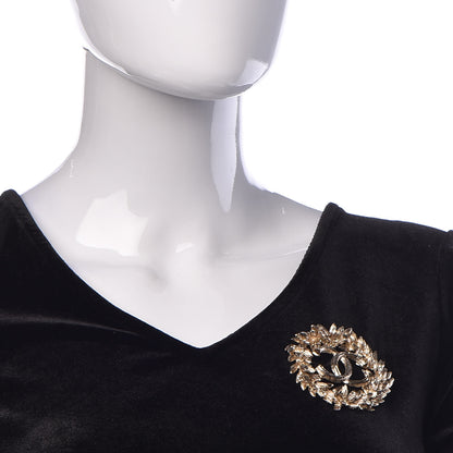 Chanel Crystal CC Sheath of Wheat Brooch Gold 2 of 5
