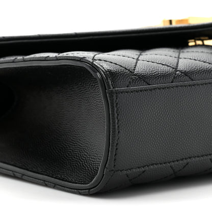 Saint Laurent Grain De Poudre Textured Mixed Matelasse Triquilt Medium Monogram Satchel Black 8 of 9
