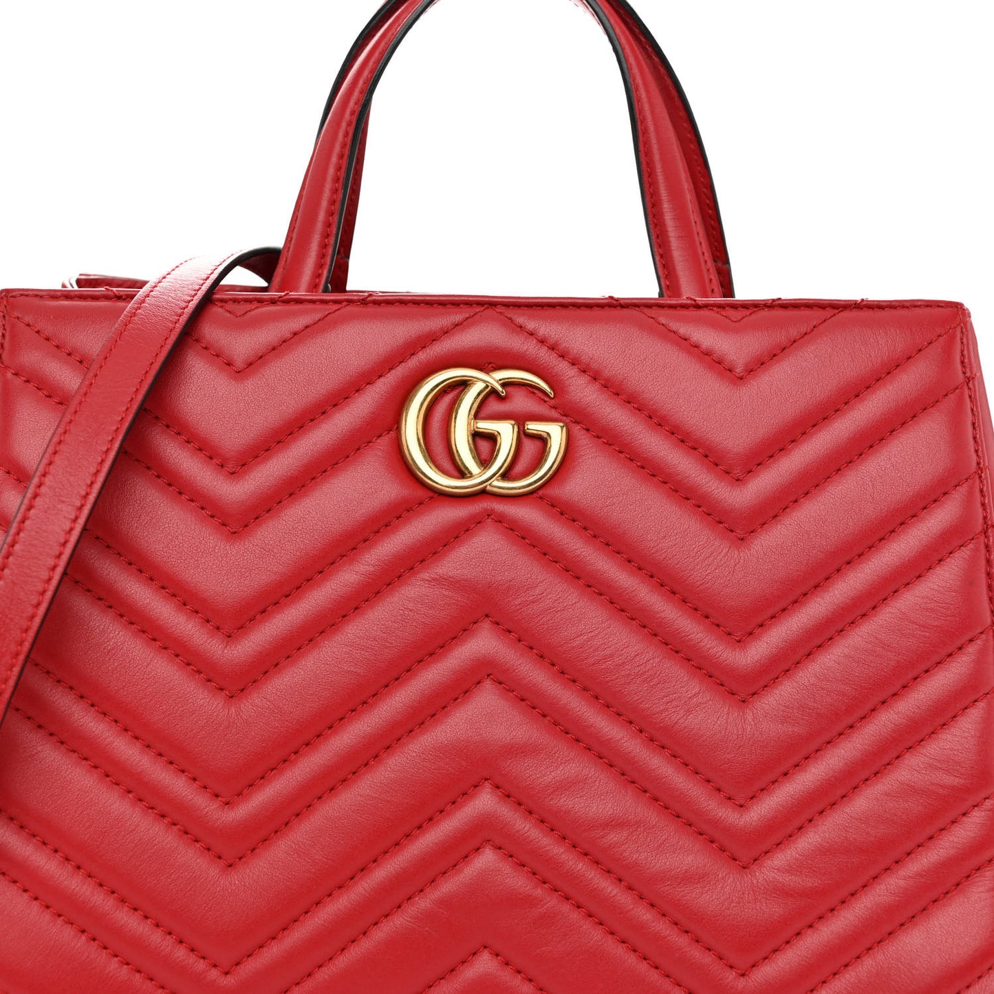 Calfskin Matelasse Small GG Marmont Tote Hibiscus Red