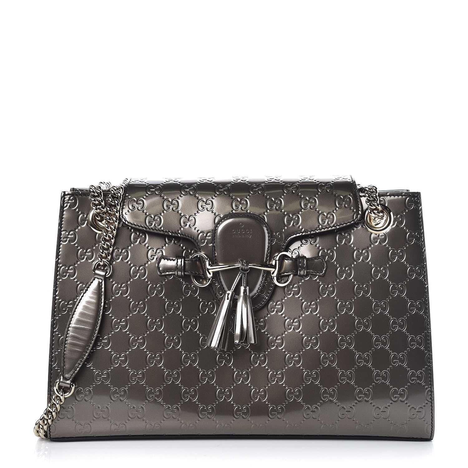 Gucci Shine Guccissima Large Emily Chain Shoulder Bag Sasso 1 of 12