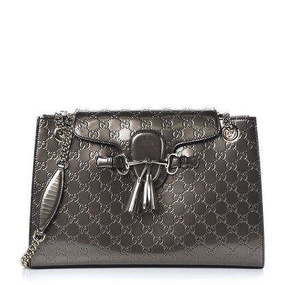 Gucci Shine Guccissima Large Emily Chain Shoulder Bag Sasso 1 of 12