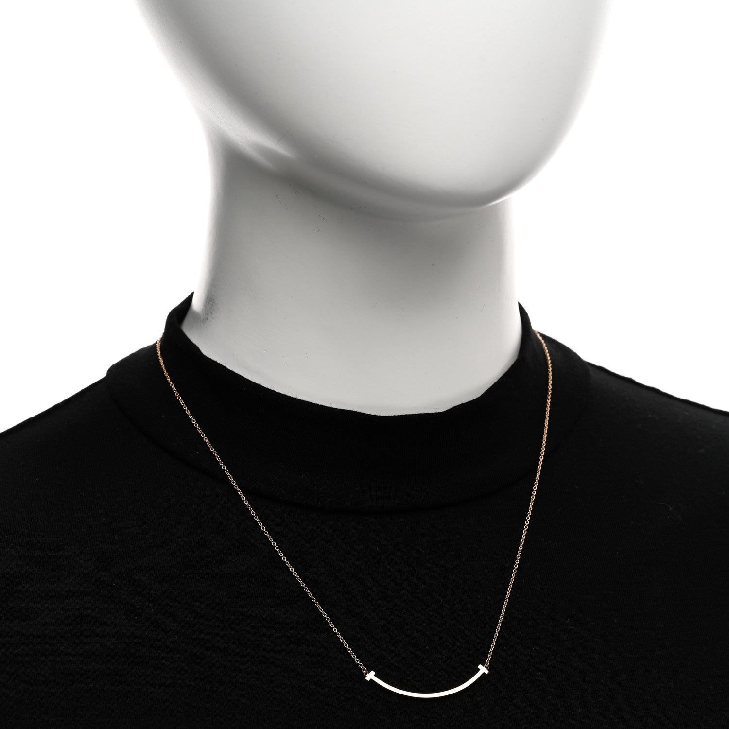 Tiffany 18K Rose Gold Small T Smile Pendant Necklace 2 of 5