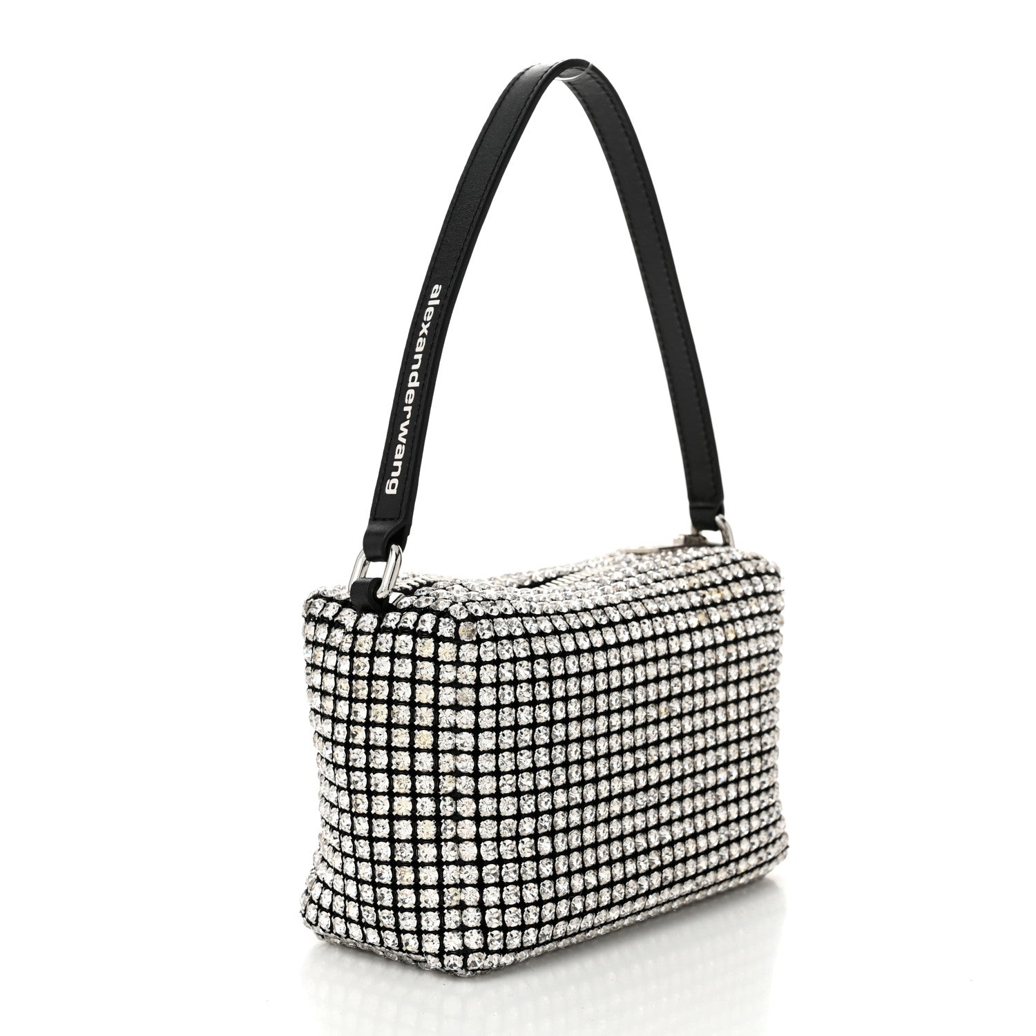 Alexander Wang Mesh Crystal Rhinestone Mini Heiress Pouch Black Silver 3 of 10