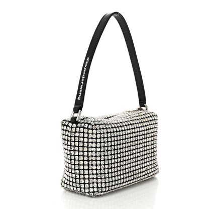 Alexander Wang Mesh Crystal Rhinestone Mini Heiress Pouch Black Silver 3 of 10