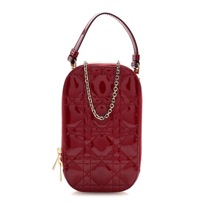 Christian Dior Patent Cannage Lady Dior Phone Holder Red 1 of 9