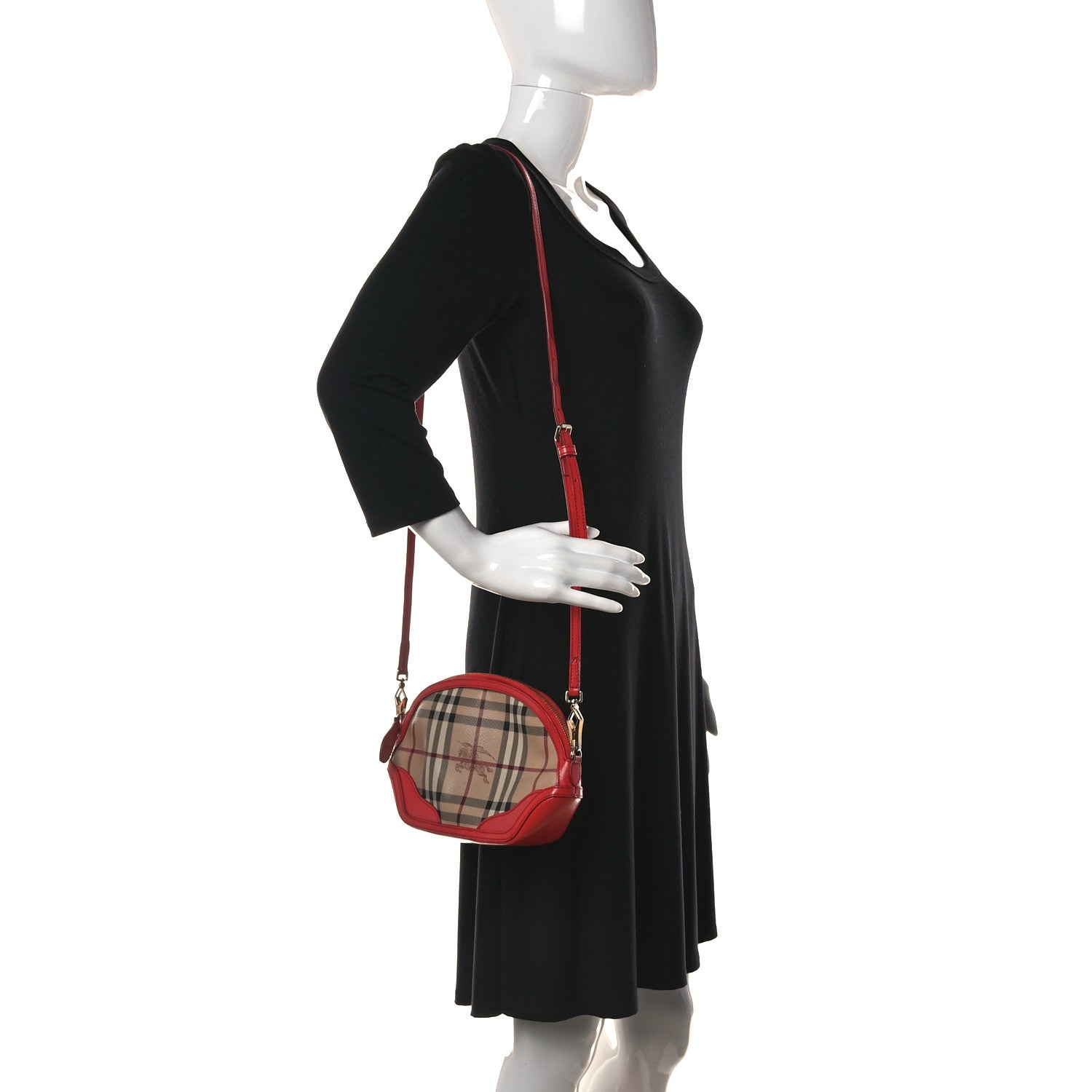Burberry Haymarket Check Mini Orchard Crossbody Military Red 2 of 13