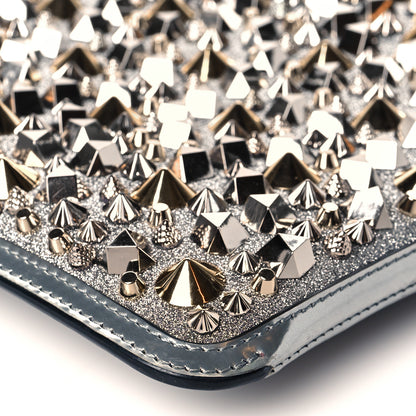 Christian Louboutin Patent Calfskin Glitter Studded Loubiclutch Crossbody Clutch Silver 8 of 9