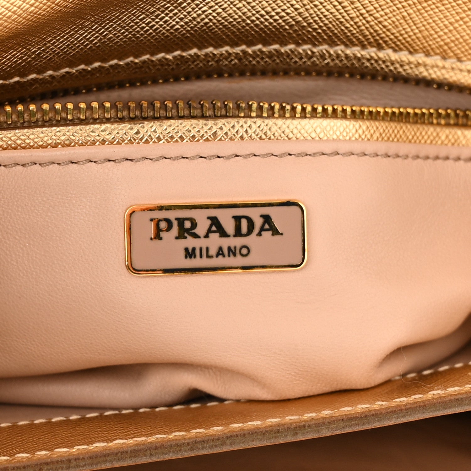 Prada Metallic Saffiano Pushlock Flap Crossbody Bag Gold 6 of 15