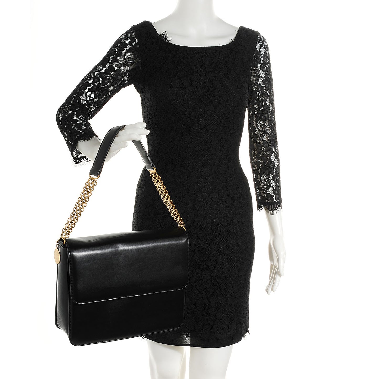 Faux Leather Structured Shoulder Bag Black