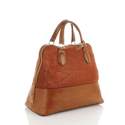 Chloe Lambskin Perforated Charlie Tote Caramel 4 of 9