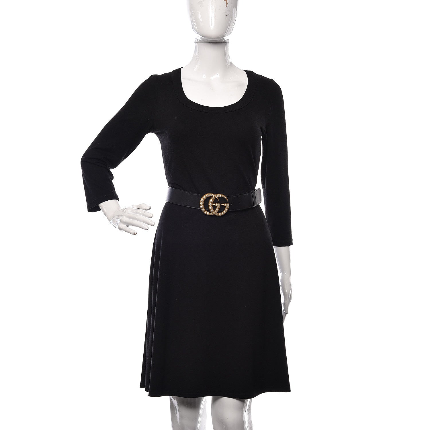 Gucci Moon Calfskin Pearl Double G 40mm Belt 110 44 Black Cream 2 of 7