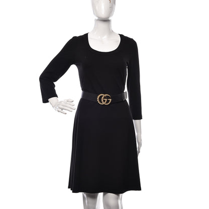 Gucci Moon Calfskin Pearl Double G 40mm Belt 110 44 Black Cream 2 of 7