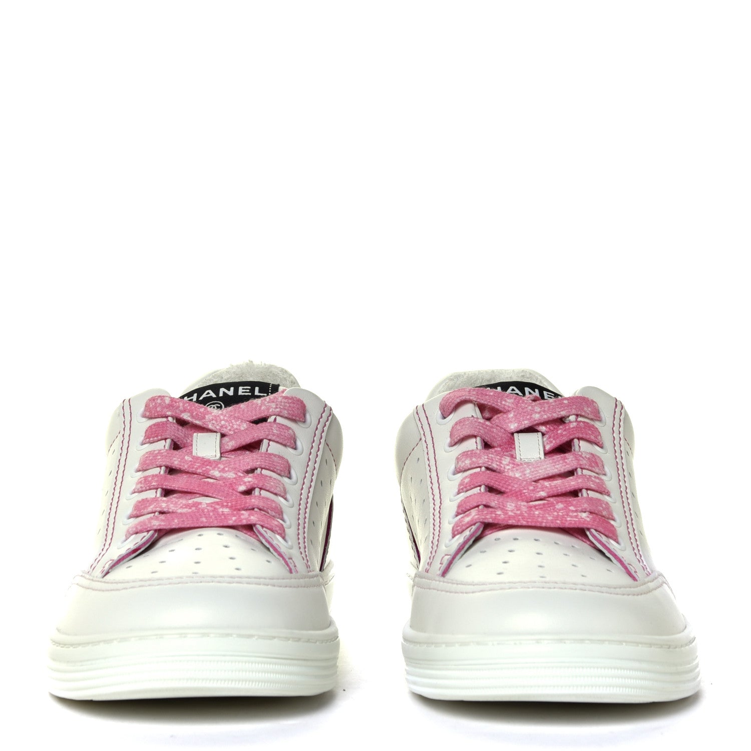 Chanel Calfskin Womens Logo Sneakers 38.5 White Pink 7 of 14