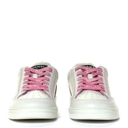 Chanel Calfskin Womens Logo Sneakers 38.5 White Pink 7 of 14