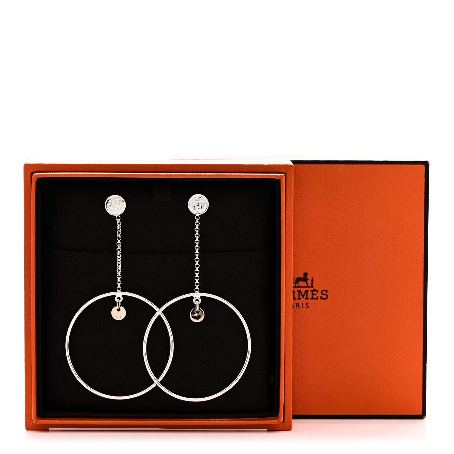 Hermes Sterling Silver 18K Rose Gold PM Ex-Libris Hoop Earrings 5 of 5