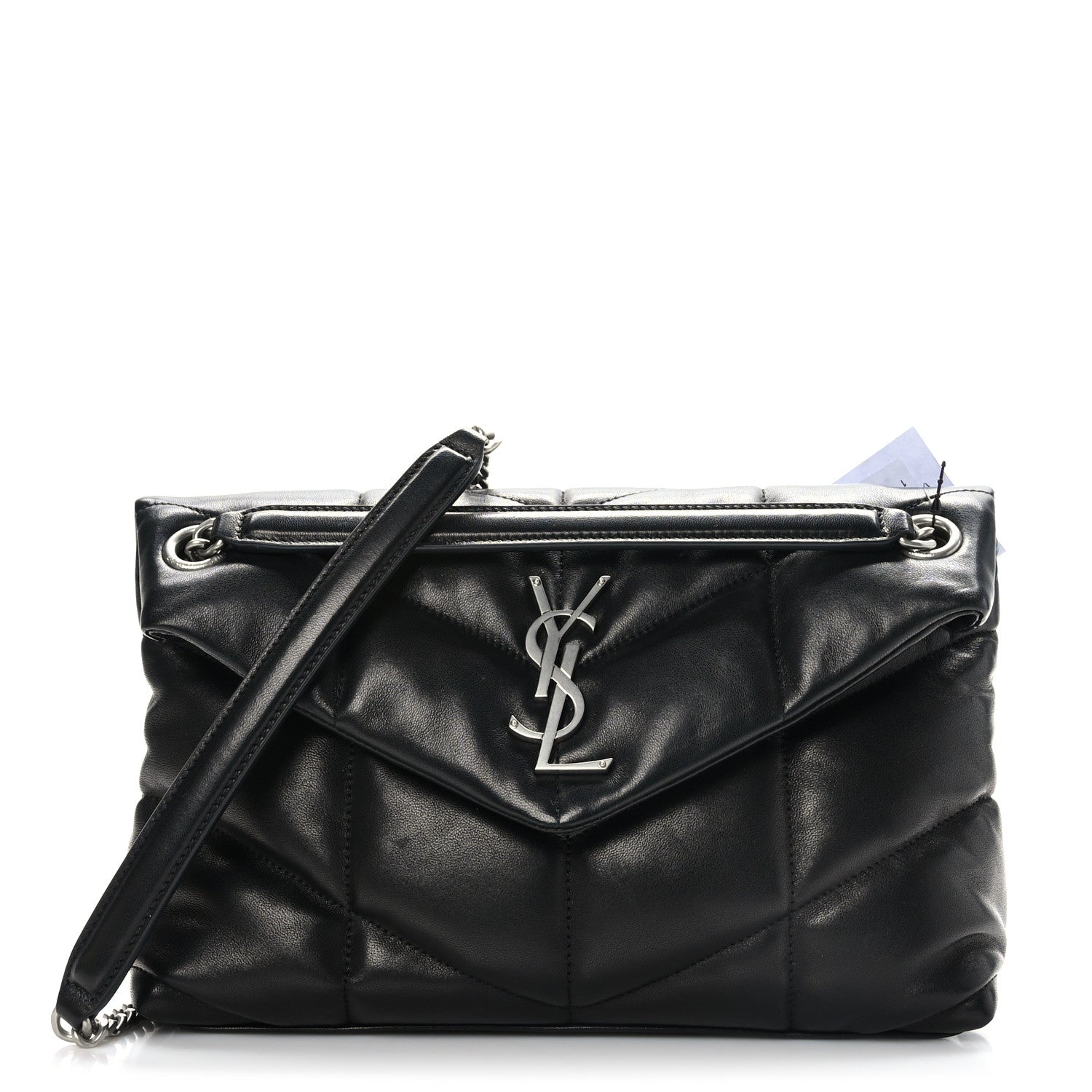 Saint Laurent Lambskin Quilted Small Loulou Puffer Monogram Chain Satchel Black 1 of 9