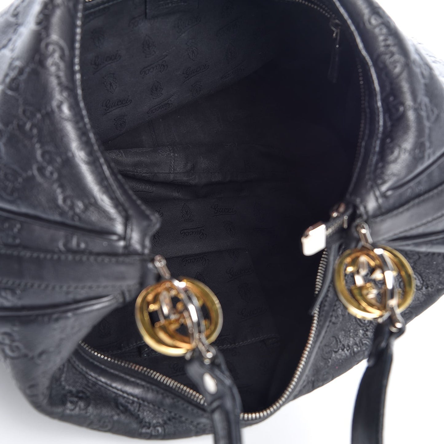 Guccissima Large GG Twins Hobo Black