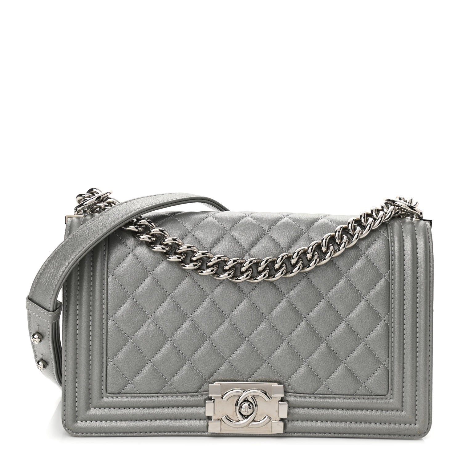 Chanel Metallic Caviar Quilted Medium Boy Flap Silver 1 of 10